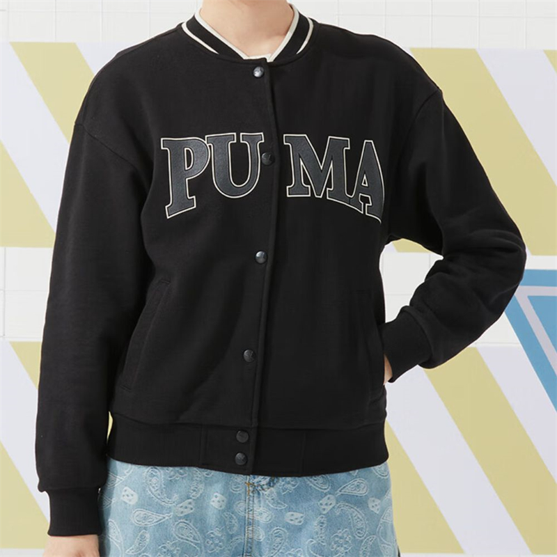 彪马(PUMA)外套女装新款经典复古棒球服休闲运动上衣透气针织夹克682179-01 ZP