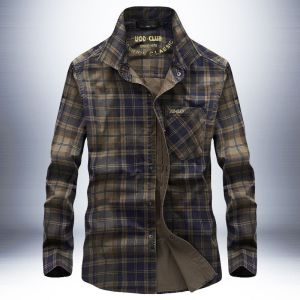 JPDUN春秋季长袖衬衫男装青年格子衬衣薄款上衣大码男士衬衫潮