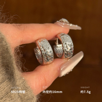 925纯银碎冰冰耳扣女耳环耳饰时尚个性轻奢小众气质约8g BCE8966