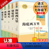 人教版5册]七年级上册下册必读名著 [正版]朝花夕拾西游记骆驼祥子和海底两万里必读书鲁迅原著人民教育出版社老师七年级上册