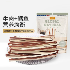 麦富迪狗狗零食北美原野系列 宠物肉干肉条 鸡肉干鸭肉干 比熊泰迪宠物训练奖励 牛肉鳕鱼三明治360g