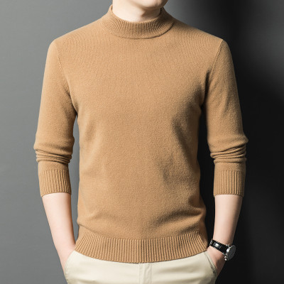 100纯羊毛衫男半高领秋冬加厚毛衣全羊毛半高领纯色毛衣厚435克_398