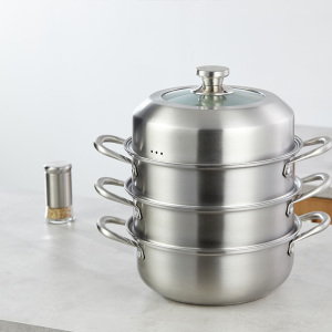 BRK Germany德国厨具施派尔多功能四层蒸锅汤锅28cm大容量加高三层复底不锈钢蒸屉蒸格组合炊具烹饪锅具电磁炉燃气