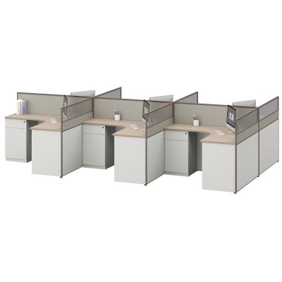 臻远ZYGW-047职员桌办公桌屏风工作卡位 T型六人位