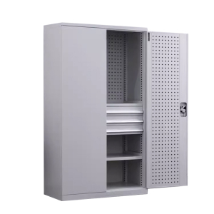 东升顺重型工具柜加厚物件工具储物柜工厂铁皮柜汽修厂零件收纳柜白色三层三抽带挂板