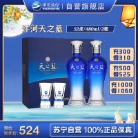 洋河(YangHe)蓝色经典 天之蓝 52度 480ml*2 礼盒装(新老包装随机发货)浓香型白酒 口感绵柔