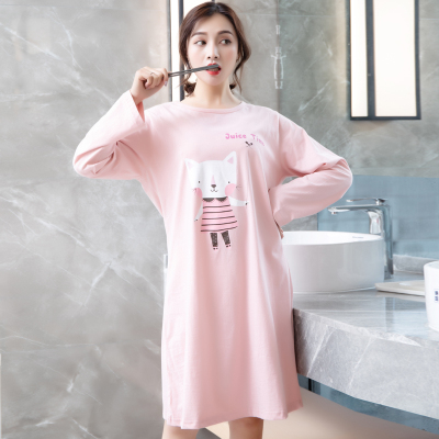 小护士长袖睡衣女士纯棉夏天薄款宽松全棉睡裙休闲外穿休闲家居服JJQ004
