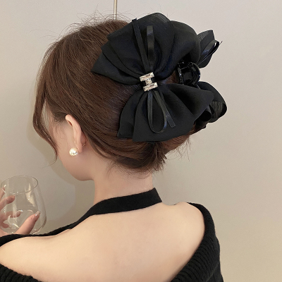 超仙抓夹女高级感2025新款蝴蝶结字母网纱发夹后脑勺盘发鲨鱼头饰送女朋友老婆情人节七夕生日礼物