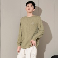 [2.5折价75元]唐狮春秋季新款纯色长袖T恤男士衣服潮流白色圆领内搭打底衫