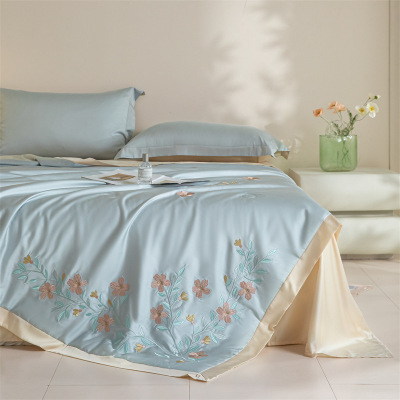 2025夏季新款兰精天丝刺绣夏凉被可机洗夏天冰丝夏被空调被薄被子