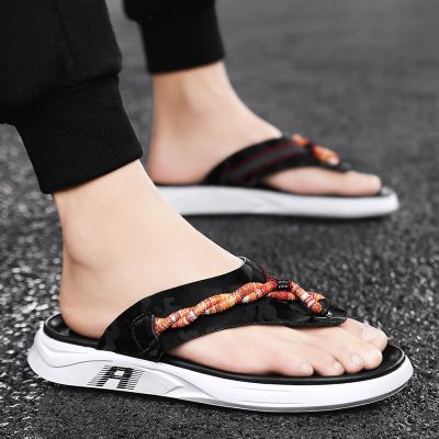 TPXHE人字拖鞋男夹脚个性编绳潮鞋厚底增高沙滩鞋男夏季透气防滑凉拖鞋