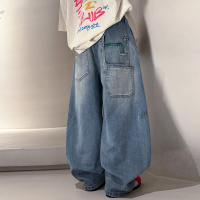 男童裤子春秋款2026新款大童裤男孩阔腿裤儿童装牛仔裤痞帅风_791
