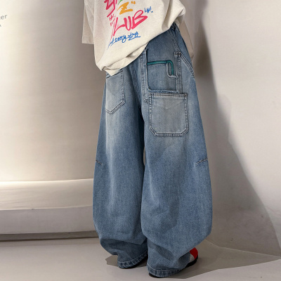 男童裤子春秋款2026新款大童裤男孩阔腿裤儿童装牛仔裤痞帅风_791