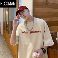 HLCOMAN短袖t恤男士夏季ins潮牌简约字母情侣上衣宽松半袖体恤衫