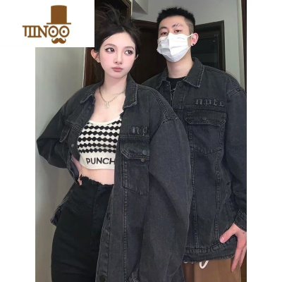 YANXU高街复古水洗做旧牛仔夹克男女潮牌百搭宽松休闲情侣外套