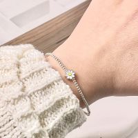 原创银饰银珠手串925纯银复古圆珠简约手饰民族风饰品雏菊手链送女朋友老婆情人节七夕生日礼物