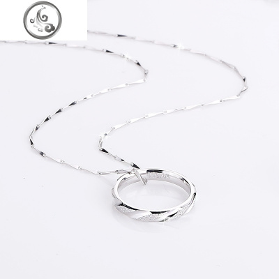 情侣项链一对吊坠男女锁骨纯银定制刻字学生冷淡风异地恋戒指项链 JiMi