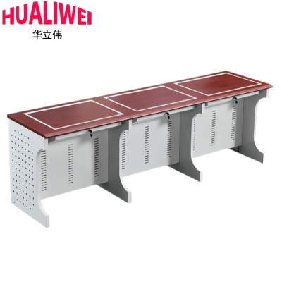 华立伟翻转电脑桌三人位张