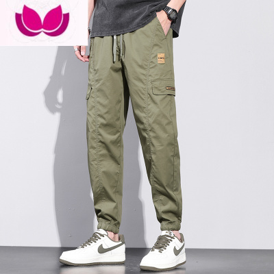 七斓夏季薄款束脚休闲裤男士宽松潮牌痞帅工装裤子时尚百搭冰丝哈伦裤