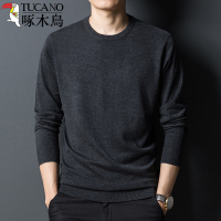 啄木鸟春秋新款桑蚕丝纯色针织羊毛打底衫衣服薄款真丝长袖毛衣男
