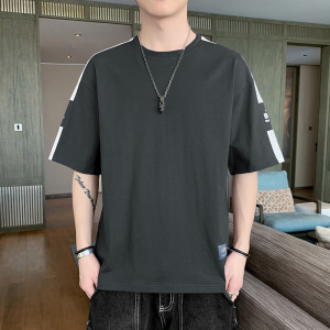 男装短袖T恤2025夏季新款印花圆领半袖纯棉潮流休闲上衣