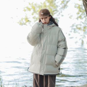 户外情侣秋冬季新款连帽男士面包服休闲棉袄短款保暖棉服潮牌外套