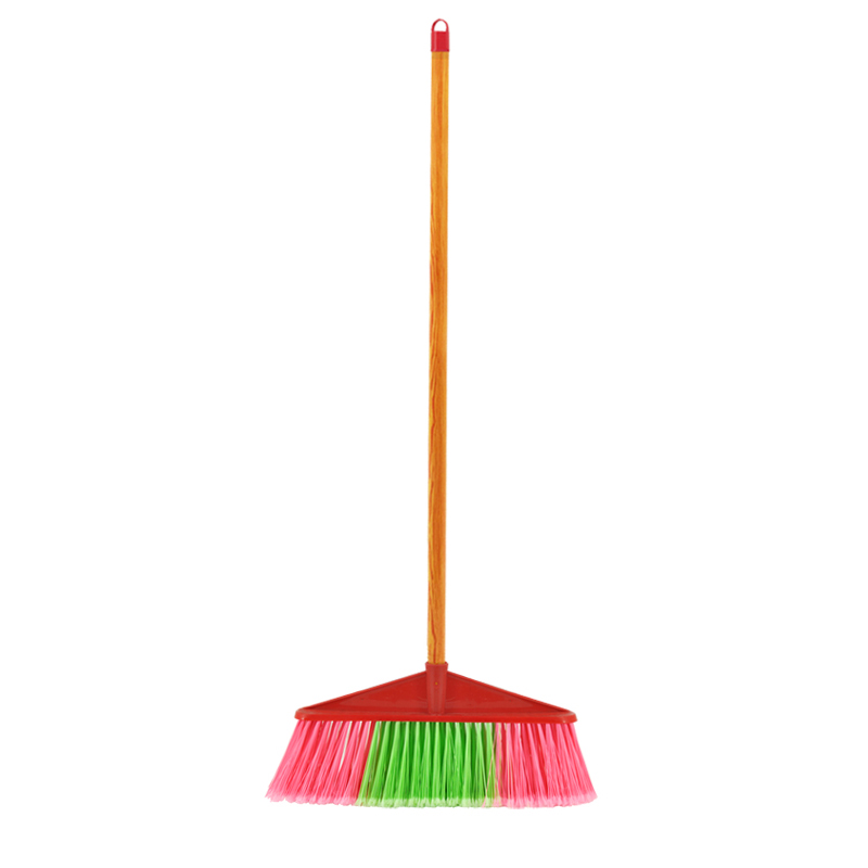 安居先森木柄塑料硬毛笤帚扫帚扫把 直杆短款