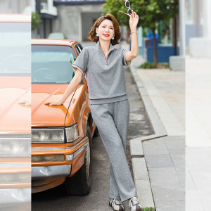 短袖款妈妈装运动套装洋气中老年休闲两件套中年衣服女款夏装50岁