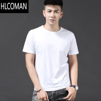 HLCOMAN]莫代尔冰丝短袖T恤男装夏季纯色白圆领潮流打底衫上衣服半袖