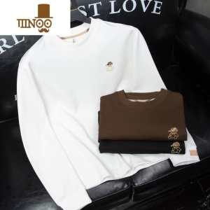 YANXU弹力菠萝纹 欧洲站白色圆领卫衣男潮牌长袖痞帅t恤男士修身