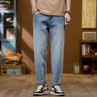 Clean Fit 浅蓝牛仔裤男生 男极简剪裁 垂感锥形 通勤百搭牛仔裤