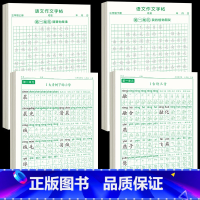 [上下册]同步字帖3年级+同步作文字帖 [正版]三年级上册同步练字帖语文人教版小学生钢笔硬笔书法练字本楷书笔画笔顺儿童铅