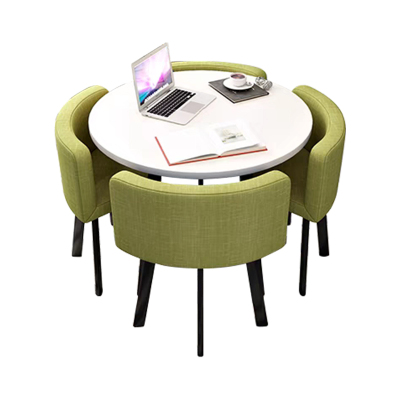 中豫鑫泽ZYXZ4100947 简约接待桌椅洽谈桌椅 一桌四椅 白色圆桌绿色布椅