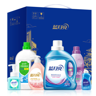 蓝月亮清洁套装(洁净洗+内衣洗+柔顺剂+衣物消毒液+泡沫洗手液+旅行装)六件套