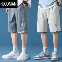 HLCOMAN短裤男士夏季冰丝薄款裤子潮牌ins篮球运动休闲宽松五分裤男新款