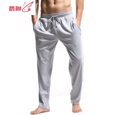 棉质休闲居家裤春季薄款修身家居裤长裤宽松瑜伽运动裤潮男士睡裤费琳