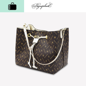 水桶包女韩版时尚网红斜跨洋气单肩百搭简约手提包印花抽带大容量NEW LAKE