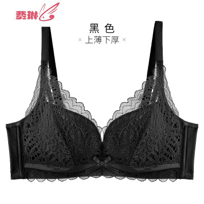 性感蕾丝内衣女软钢圈聚拢上托文胸厚款小胸调整型胸罩费琳文胸套装