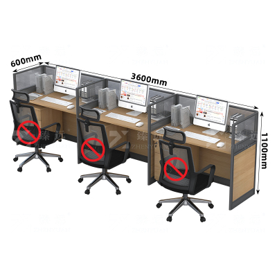 臻远 GWC-003 职员办公桌屏风桌组合员工位电脑桌职员工位 直排三人位