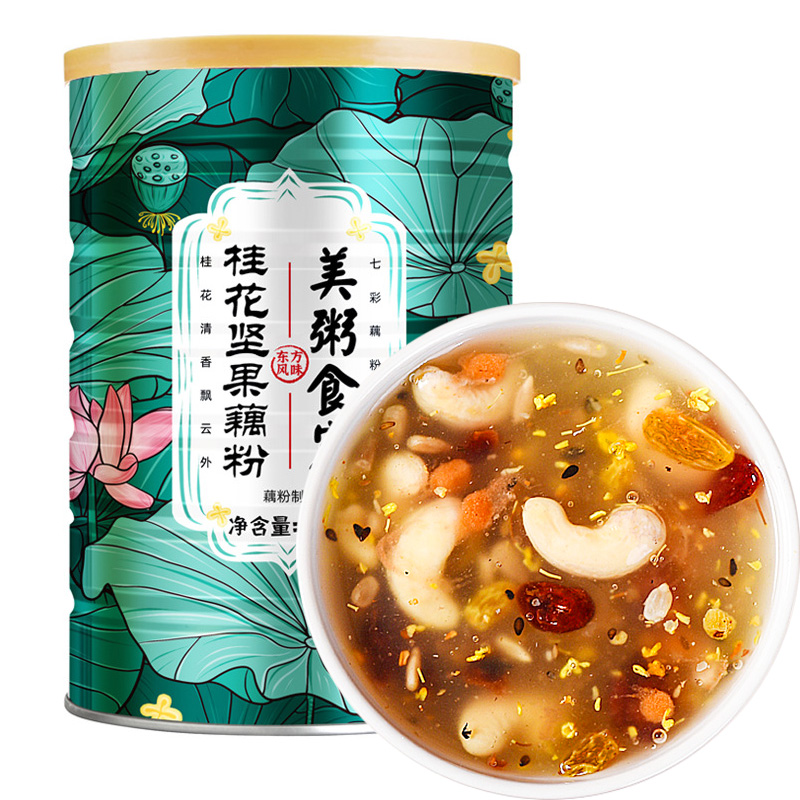 美粥食客 桂花坚果藕粉羹500g/罐 代餐坚果莲子粉 早餐冲饮ms