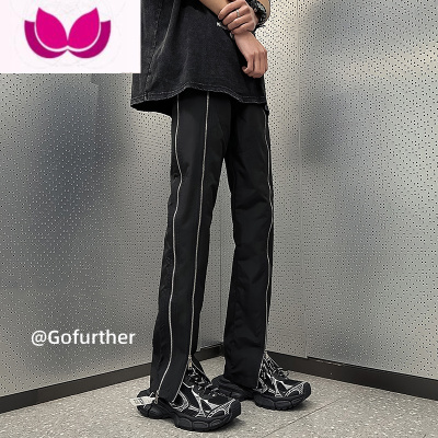 七斓美式机能冲锋裤男款春季潮牌高街修身直筒裤ins潮流微喇休闲裤子