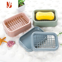 三维工匠3个香皂盒浴室沥水双层北欧肥皂盒创意新款塑料旅行手工皂托皂架 1个北欧蓝