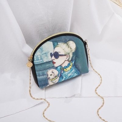 2020新款迷你小包包韩版贝壳包卡通印花链条百搭时尚单肩斜挎包女