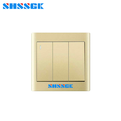 赛时工控(SHSSGK)SKS8-E2132 三位单极带荧光开关面板 单位(个)金色
