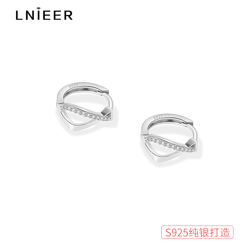睡觉不用摘925纯银耳圈女养耳洞几何耳环钻石耳钉高级感圆圈耳饰