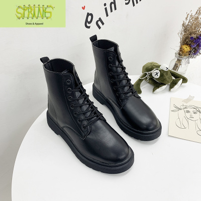 马丁靴女英伦风学生韩版百搭短靴2019秋季新款加绒小皮靴机车帅气语娄