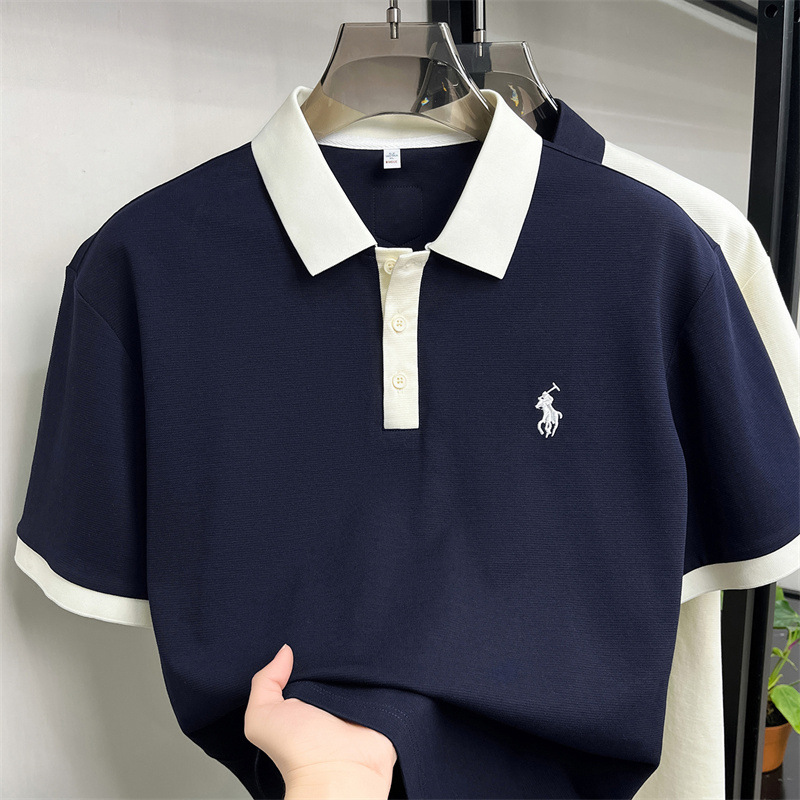 新疆长绒棉小马标短袖polo衫男款2026夏季新款翻领透气男士T恤