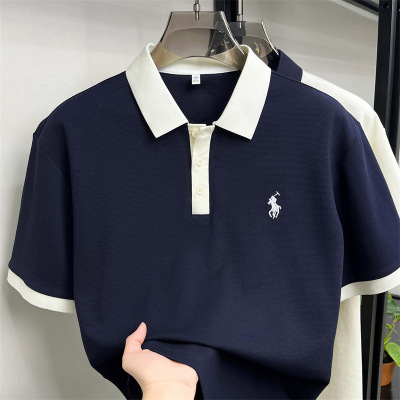 新疆长绒棉小马标短袖polo衫男款2026夏季新款翻领透气男士T恤