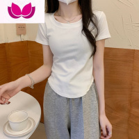 七斓奶甜修身性感心机纯欲风T恤夏奶黄色圆领辣妹短款上衣短袖女