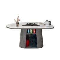 锦北 岩板茶桌椅组合现代家用阳台简约茶桌办公室泡茶桌 1.0桌